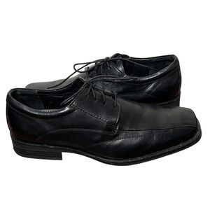 JOHNSON & MURPHY Black Leather Oxfords Lace Up Dress Shoes Mens Size 11.5